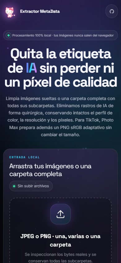 Extractor MetaData: vista real de teléfono